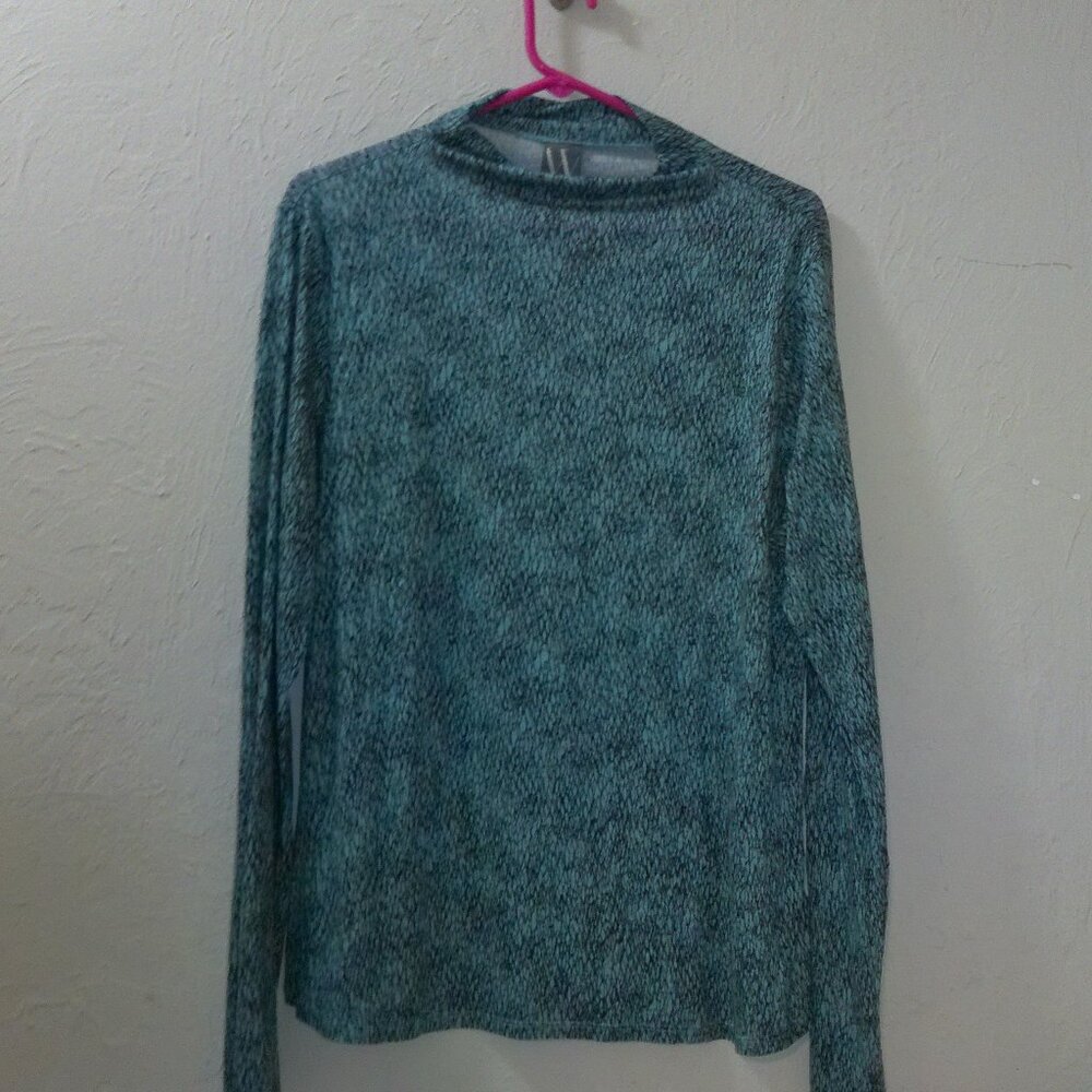 Worthington Women’s XL Blue Textured Knit Top Long Sleeve Pullover Made in Indon